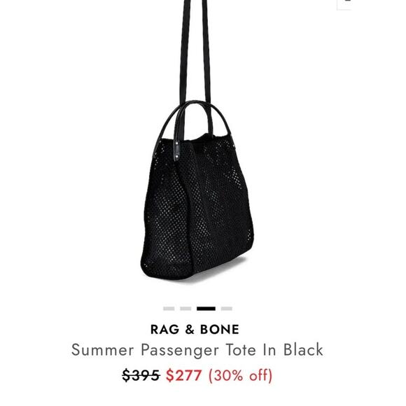 Rag & Bone Summer Passenger Tote Netted Leather Black - 13.5" x 13" - Picture 3 of 9
